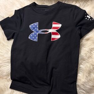 Under Armour Kids Black Tee with Patriotic Logo